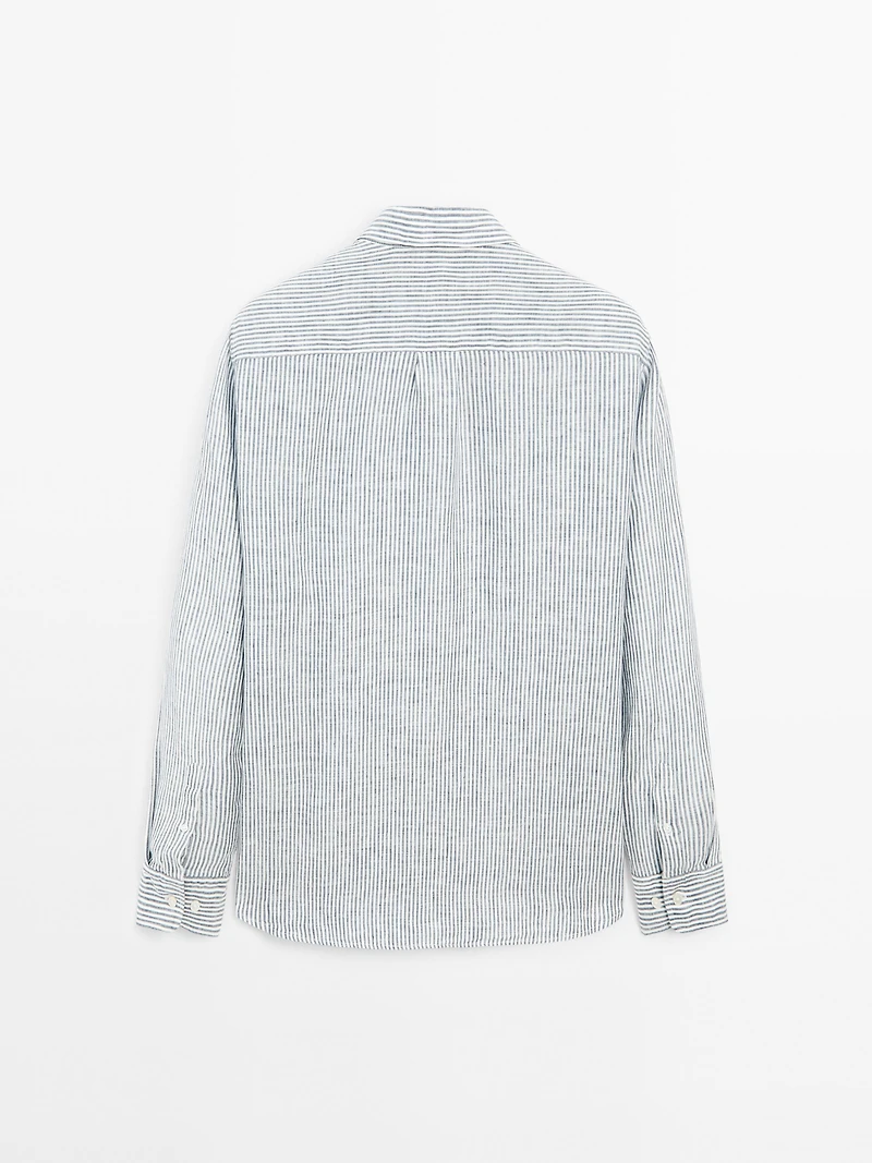 Chemise lin regular à rayures