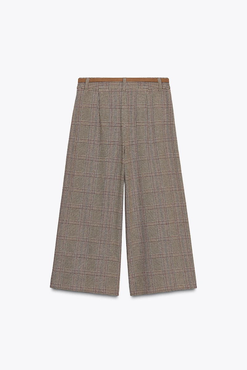 HOUNDSTOOTH BELTED LONG SHORTS