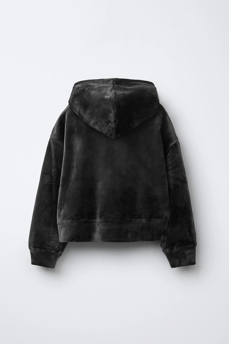 HOODIE AND WIDE LEG VELOUR PANTS SET