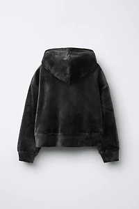 HOODIE AND WIDE LEG VELOUR PANTS SET