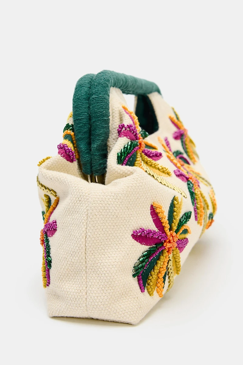 BEADED PRINT POUCH