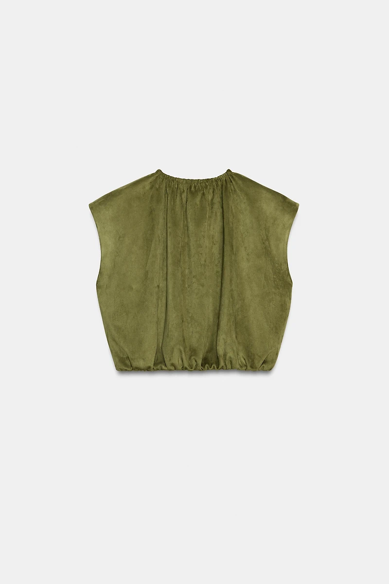 FAUX SUEDE BALLOON TOP