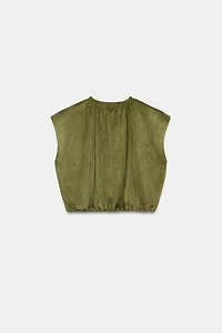 FAUX SUEDE BALLOON TOP