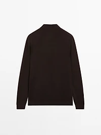 Knit polo sweater with zip