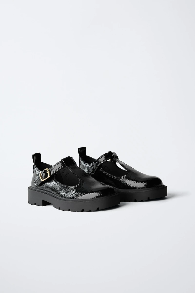 PATENT FINISH T-BAR SHOES