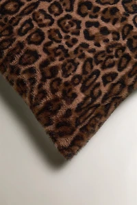 FAUX FUR AND ANIMAL PRINT THROW PILLOW COVER