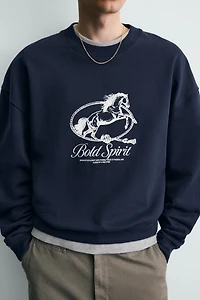 HORSE PRINT CREWNECK SWEATSHIRT