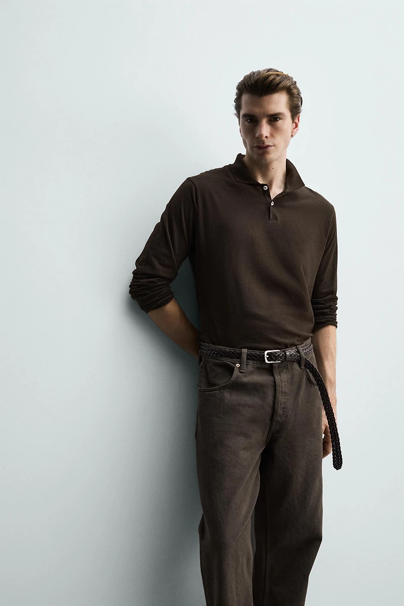 REGULAR FIT COTTON TEXTURED POLO