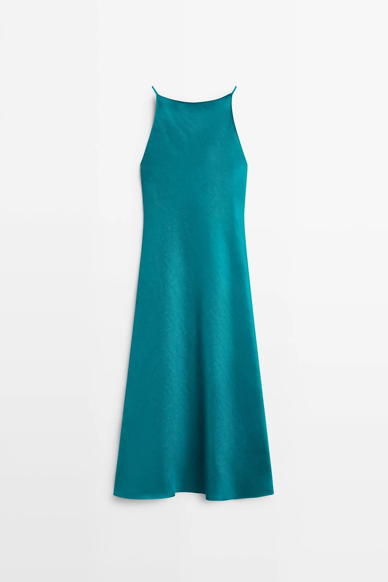 Flowing satin midi dress