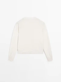 Wool blend knit cardigan with crew neck