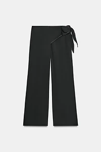 TOPSTITCHED TIE PANTS