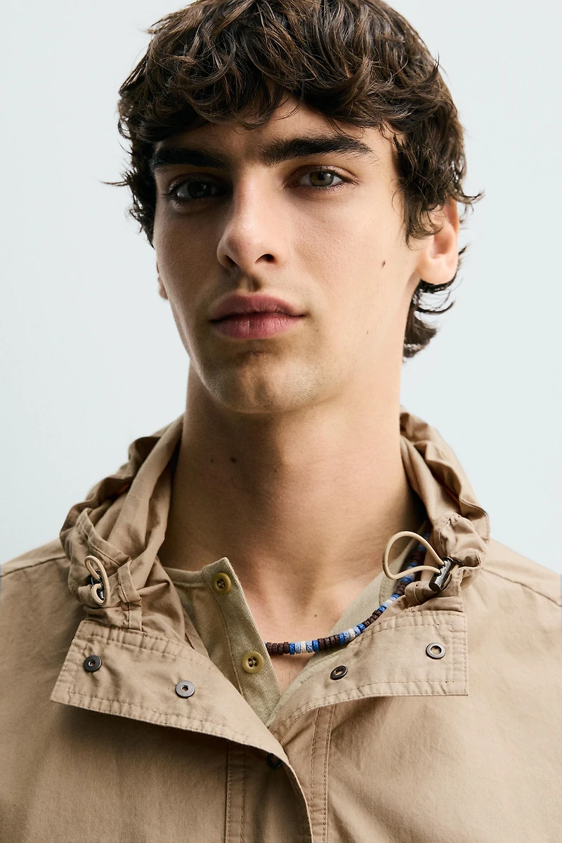 RELAXED FIT HOODED POUCH POCKET JACKET