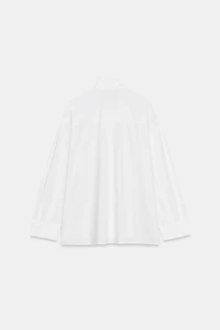 CHEMISE OVERSIZE EN POPELINE AVEC NŒUD ET DENTELLE