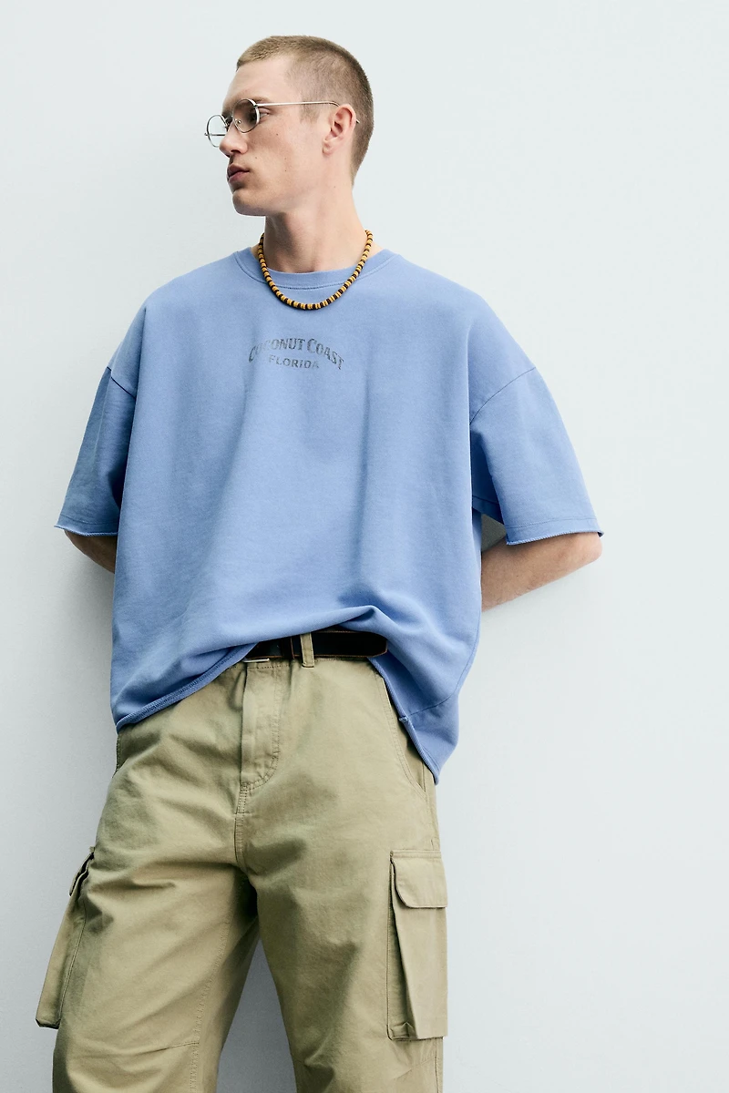WASHED CONTRAST PRINT SWEATSHIRT