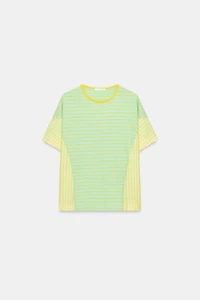 STRIPED COTTON AND LINEN T-SHIRT
