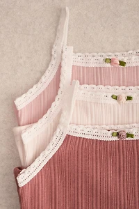 ZARA TIMELESS - PACK DE TROIS T-SHIRTS POINTELLE FLEUR