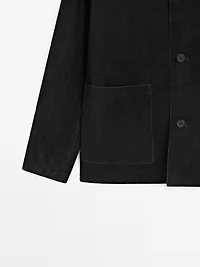 Suede leather jacket with pockets