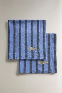 LOT DE 2 SERVIETTES DE TABLE RAYURES FIL TEINTÉ