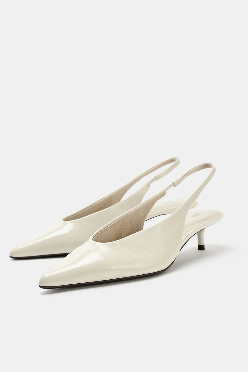 LEATHER KITTEN HEEL SHOES
