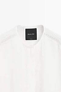 100% linen bomber jacket with embroidered detail