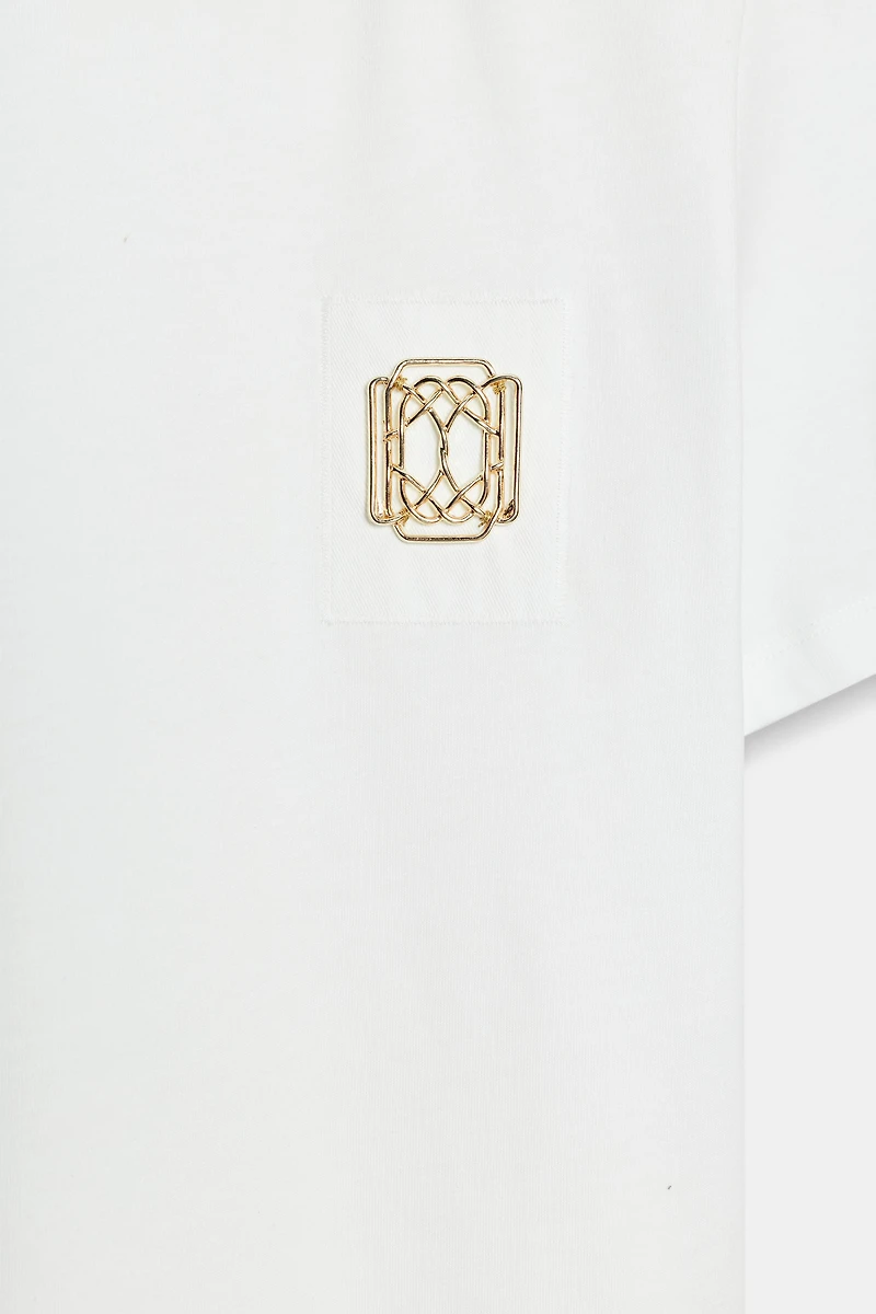 METALLIC BEAD TRIM T-SHIRT