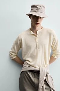 WOOL-COTTON HENLEY JUMPER