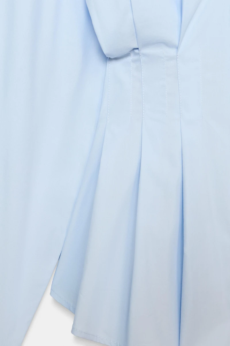 PLEATED POPLIN SHIRT