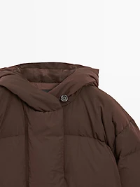 Water-repellent hooded puffer jacket