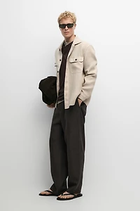 100% linen overshirt with pockets