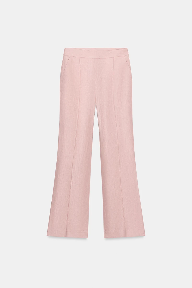 100% LINEN STRAIGHT LEG PANTS