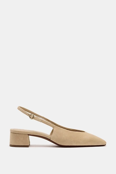 SPLIT SUEDE SLINGBACK SHOES