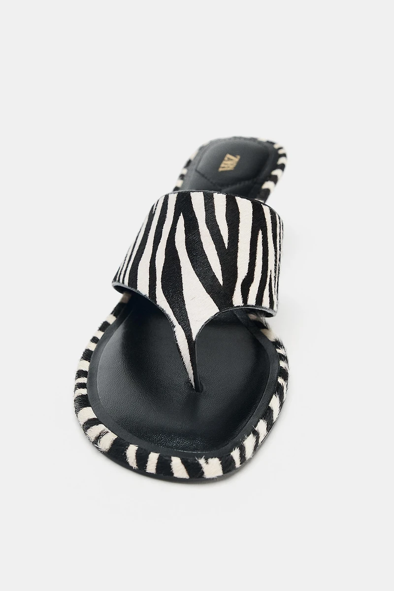 ANIMAL PRINT LEATHER SANDALS