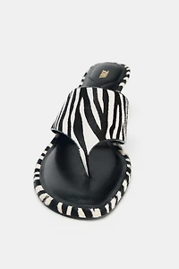 ANIMAL PRINT LEATHER SANDALS