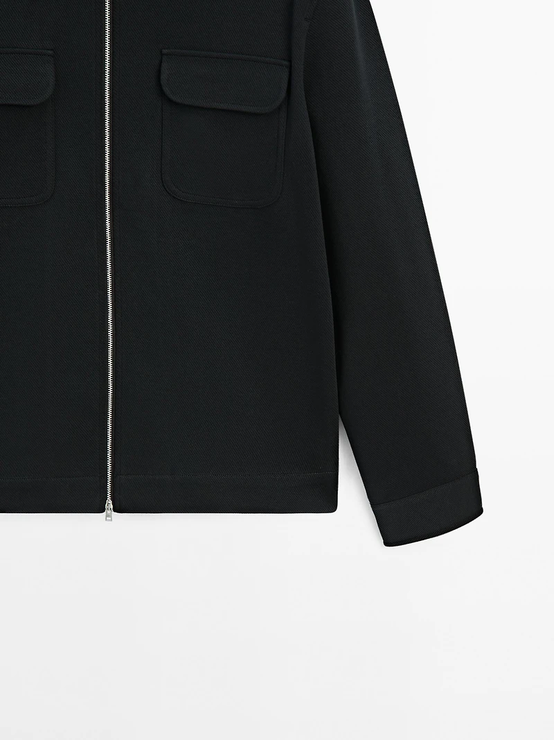 Veste poches serge de coton mélangé