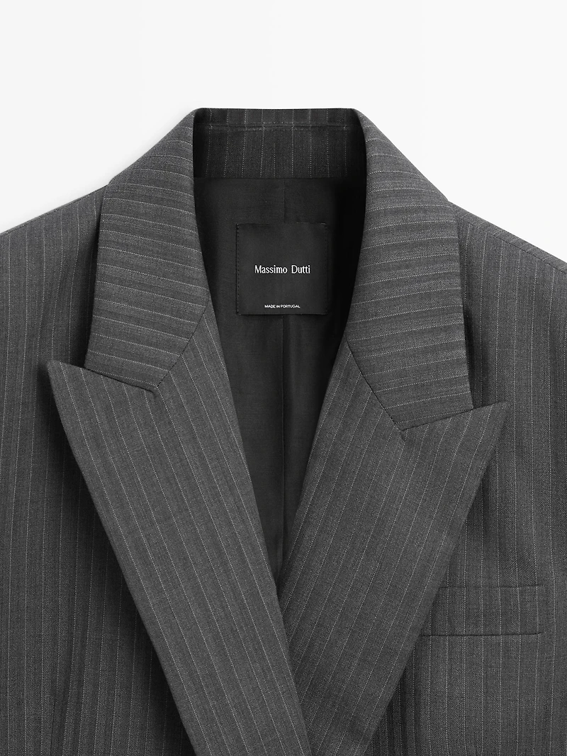 Pinstripe cool wool blend suit blazer
