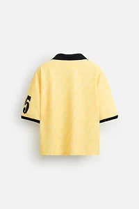 RETRO FOOTBALL PRINT POLO SHIRT