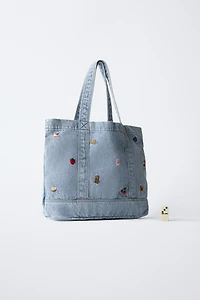 SAC SHOPPER EN DENIM BRODÉ
