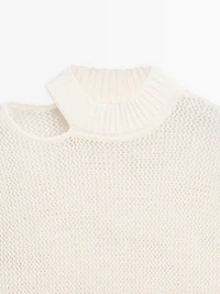 Knit top with cut-out neck