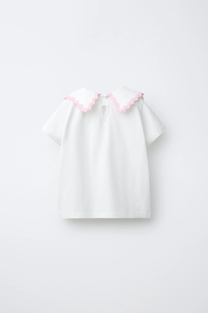 PETER PAN COLLAR TOP WITH RIPPLE TRIM