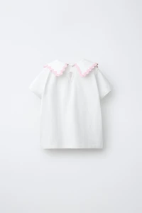PETER PAN COLLAR TOP WITH RIPPLE TRIM