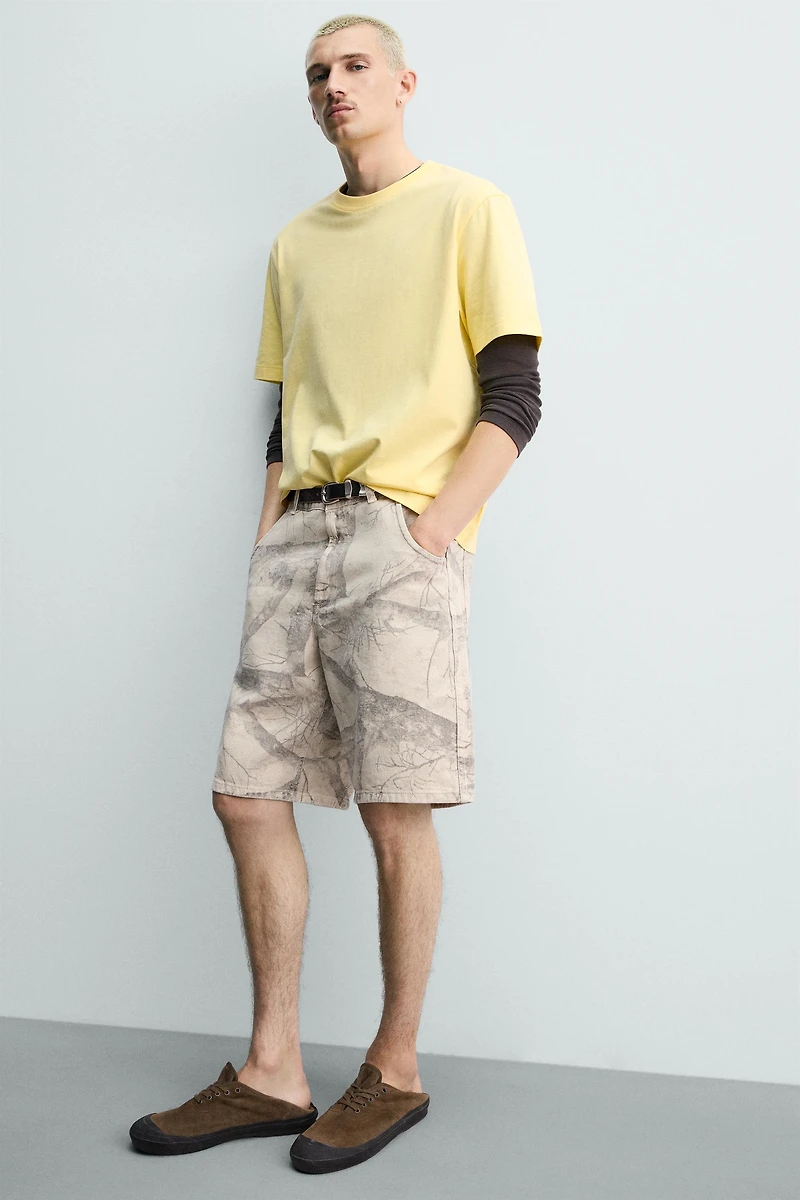 TREE PRINT BAGGY FIT SHORTS