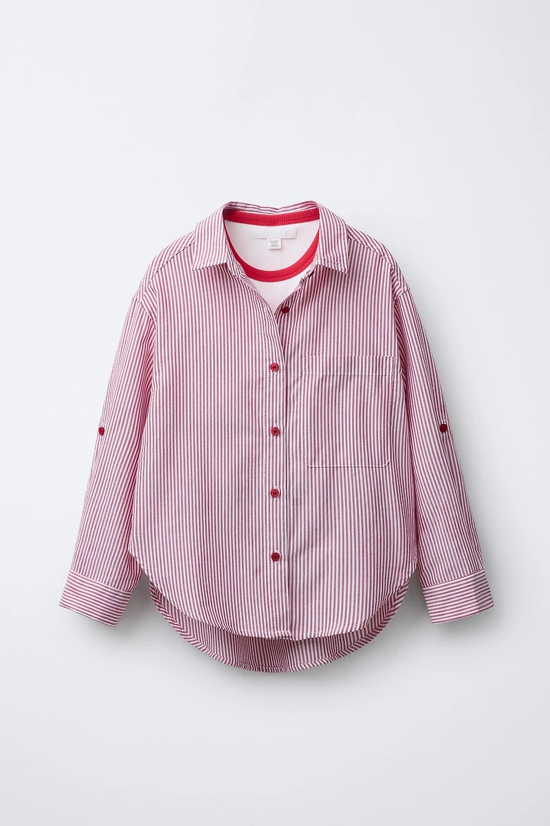 STRIPED SHIRT PACK WITH CONTRAST RIB T-SHIRT