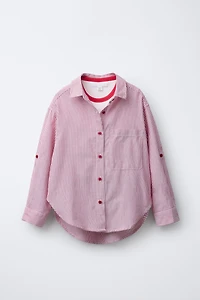 STRIPED SHIRT PACK WITH CONTRAST RIB T-SHIRT