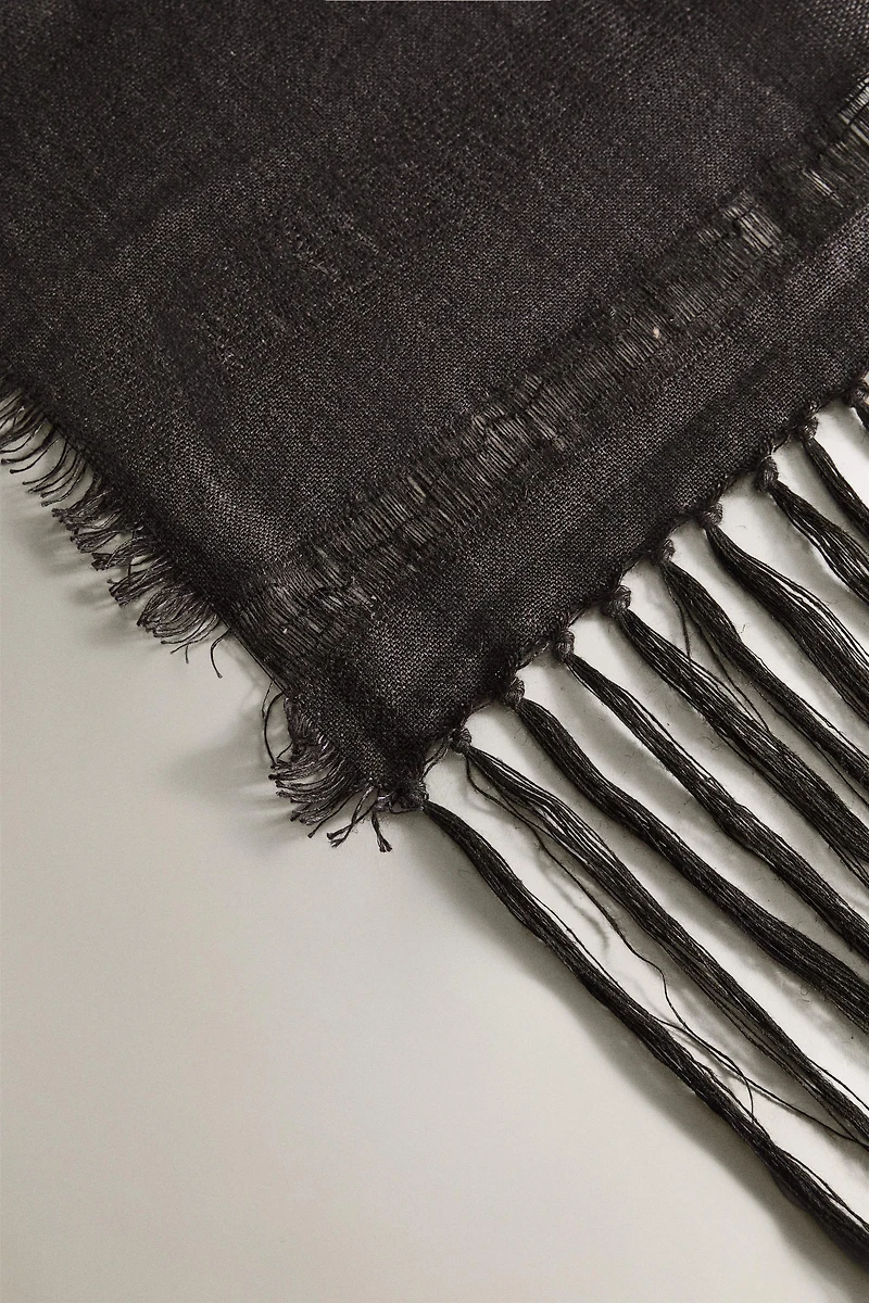 FRINGED LINEN BLANKET