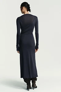 DOUBLE BELT EFFECT TIE DRESS