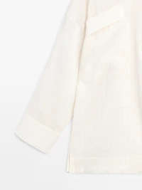 Chemise fluide en lin et coton à fente