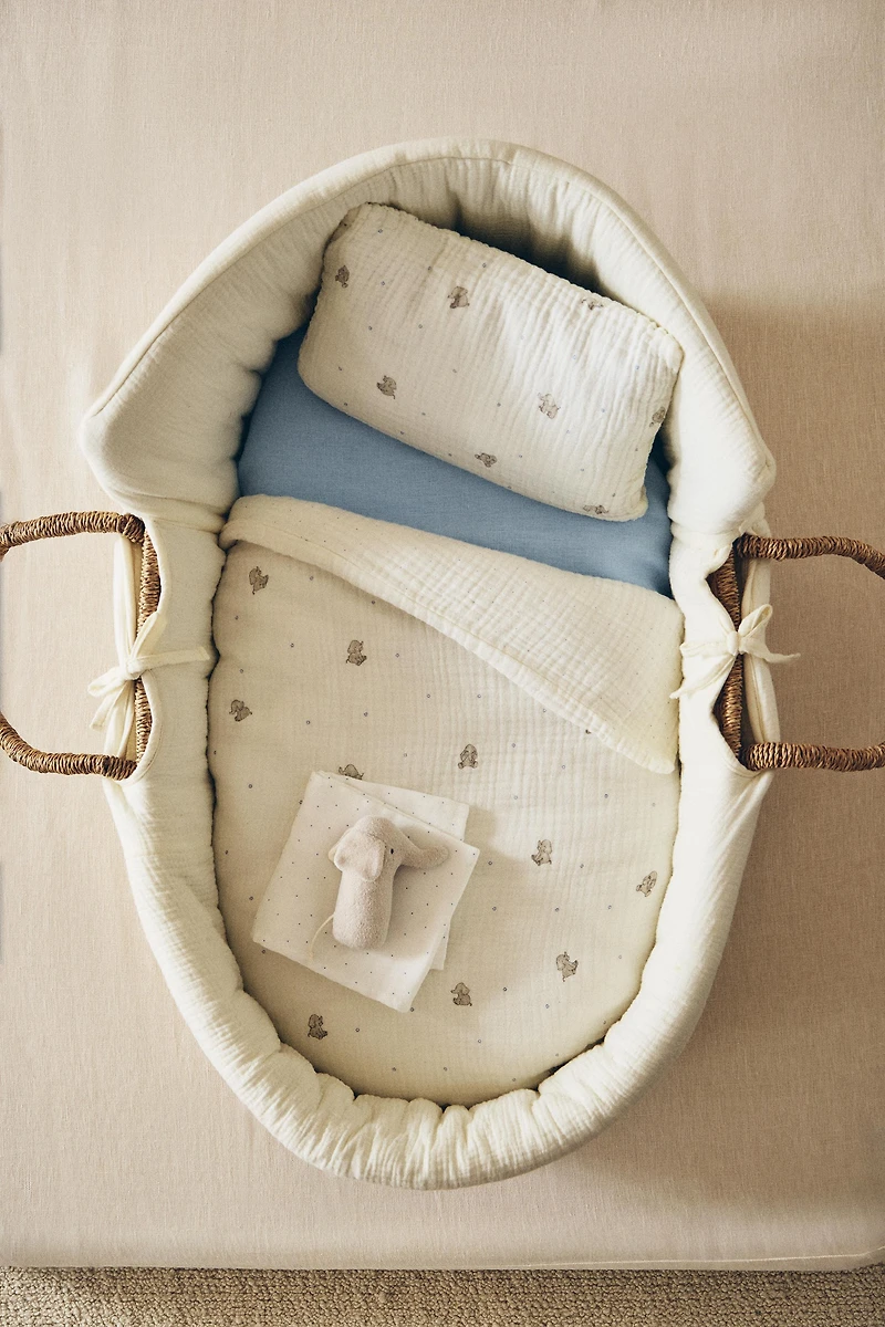 MINI CRIB MUSLIN ELEPHANT SHEET SET