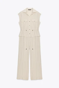 LINEN TWO-PIECE EFFECT JUMPSUIT