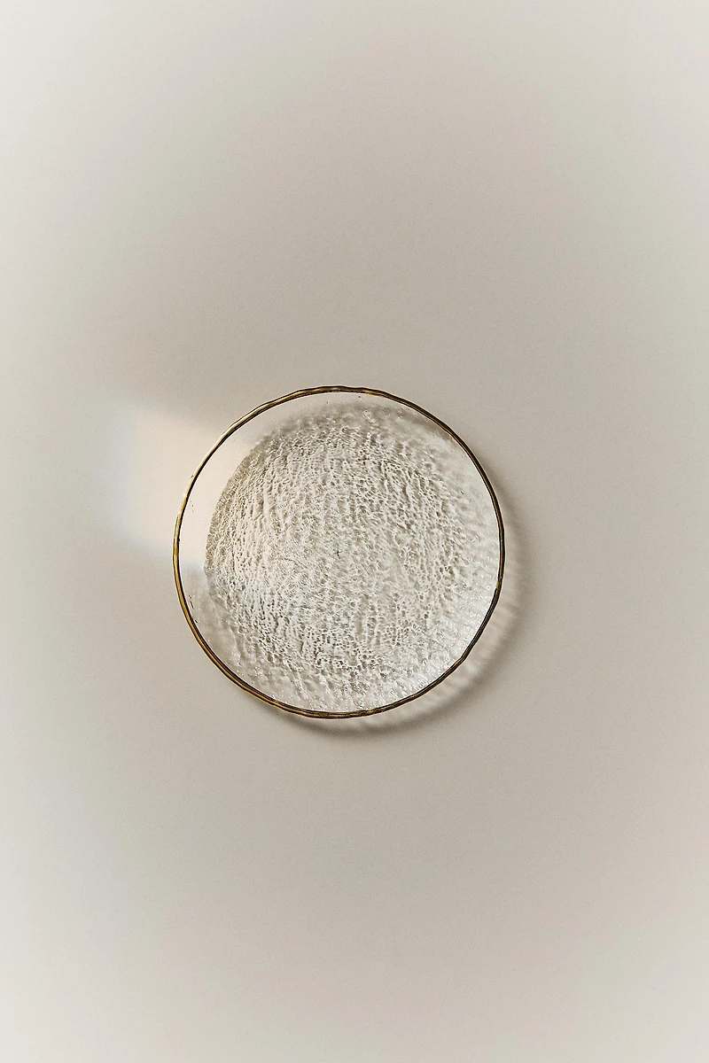 ASSIETTE À PAIN VERRE RELIEF BORD DORÉ