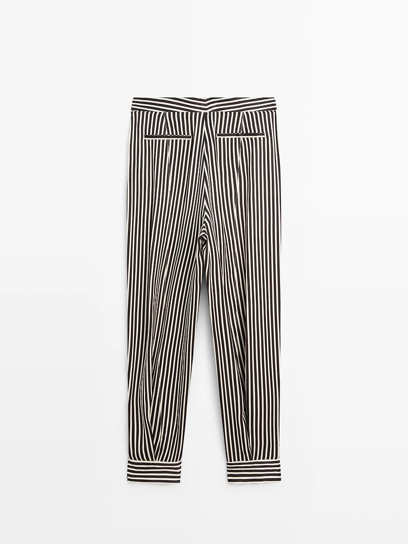 Striped draped pants with darts